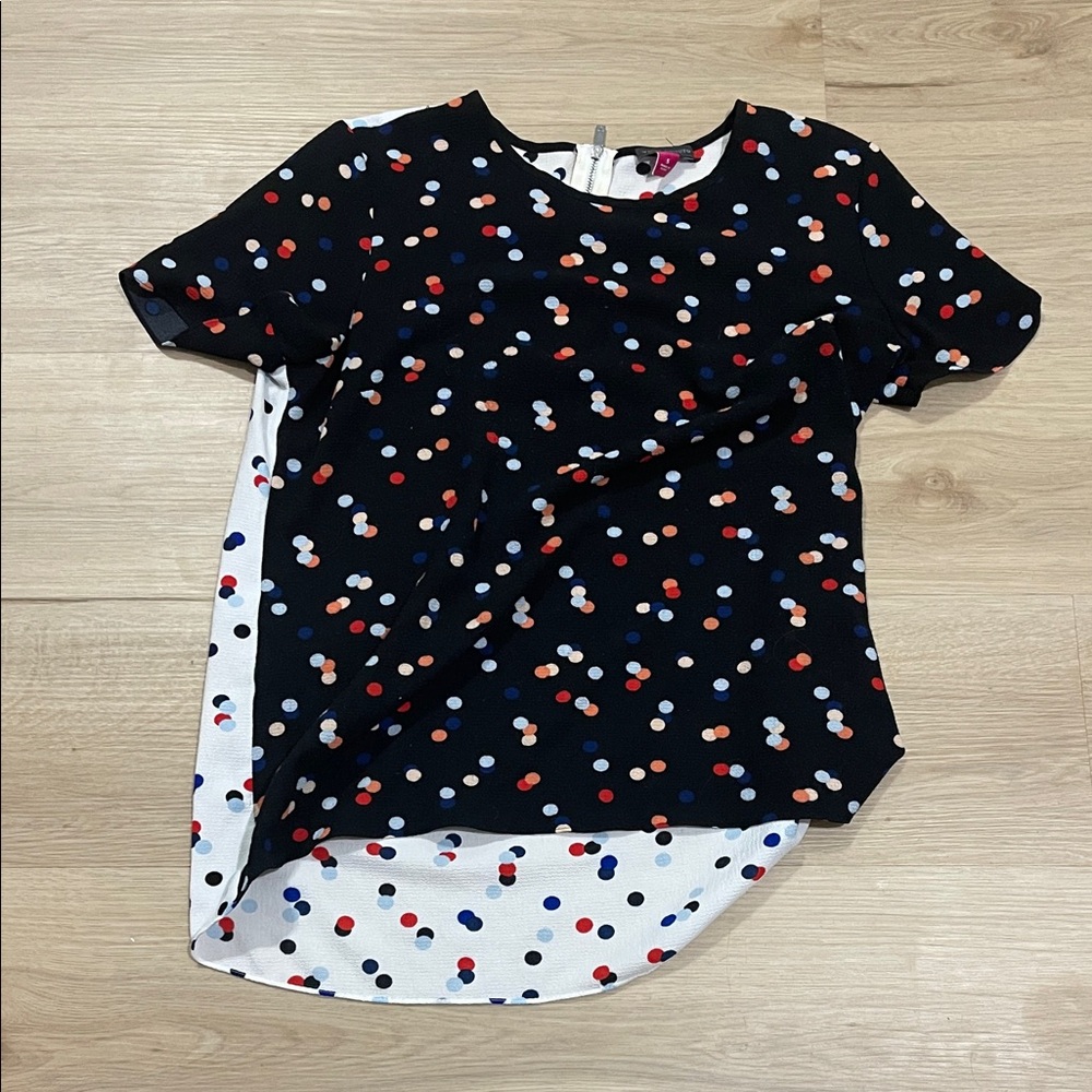 Vince Camuto Black Multicolor Polka Dot Blouse